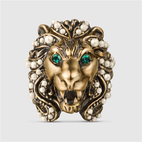 white gold lion necklace gucci|Gucci lion ring.